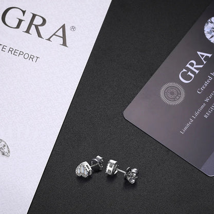 S925 Moissanite Baguette Heart Diamond Earrings