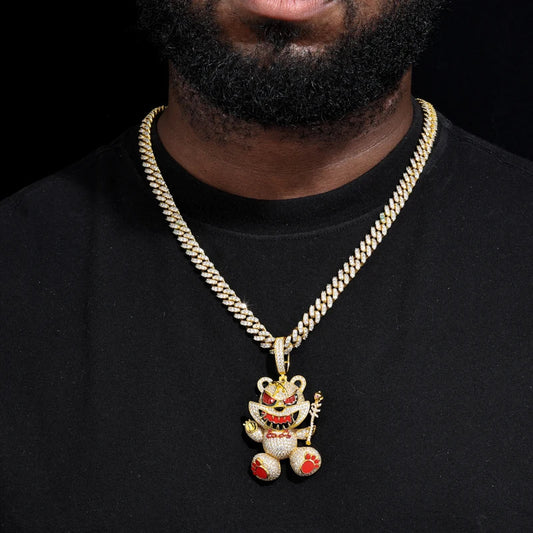 S925 Moissanite Wizard Violent Bear Pendant