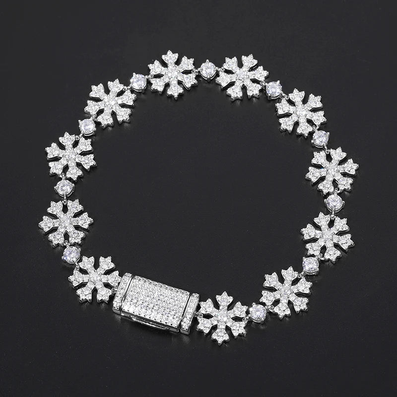 S925 Moissanite Snowflake Link Bracelet - 13mm