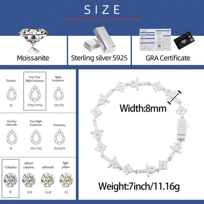 S925 Moissanite Mini Cross & Star Bracelet