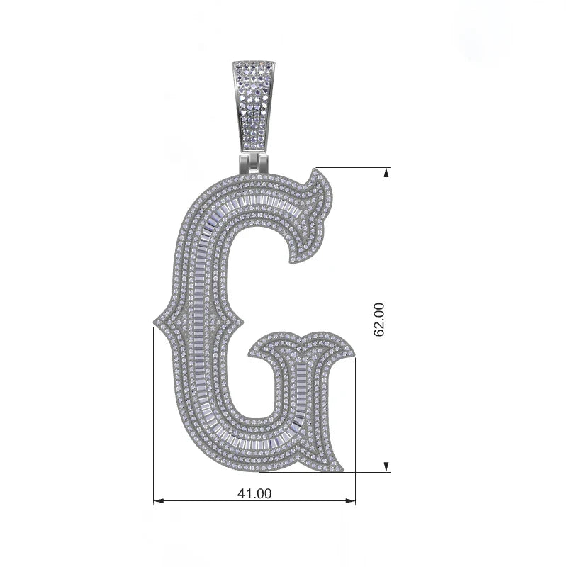 Moissanite Bosox A-Z Letter Pendant