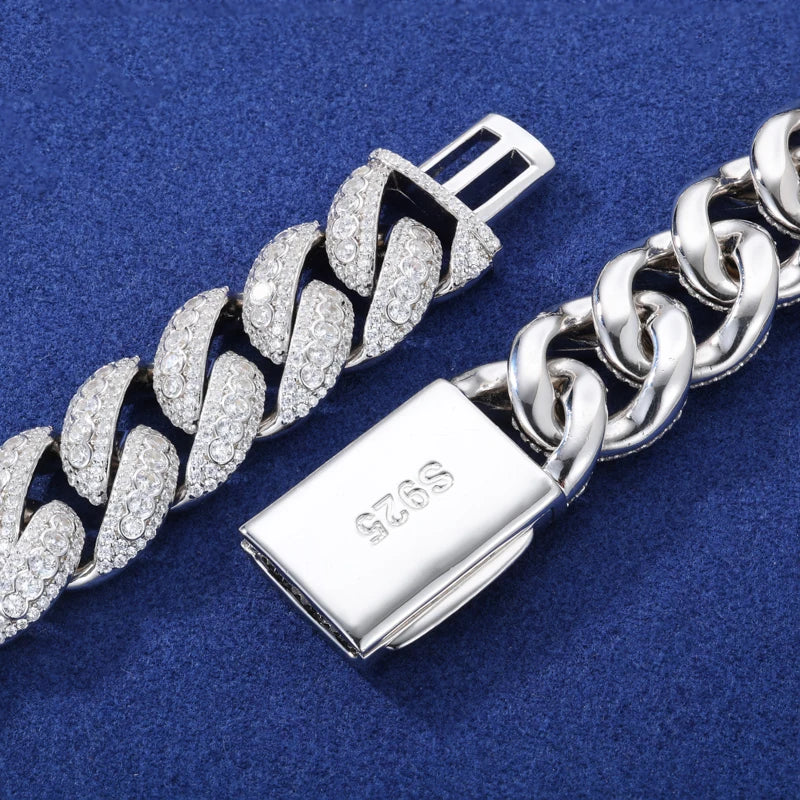 18mm Iced Out Miami Curve Diamond Cuban Link Chain