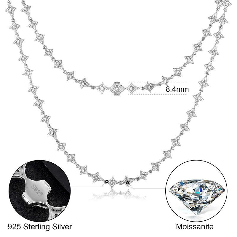 S925 VVS MOISSANITE STAR LINK NECKLACE
