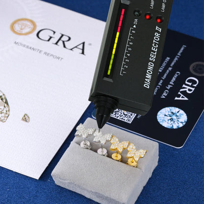 S925 Moissanite Butterfly Stud Earrings