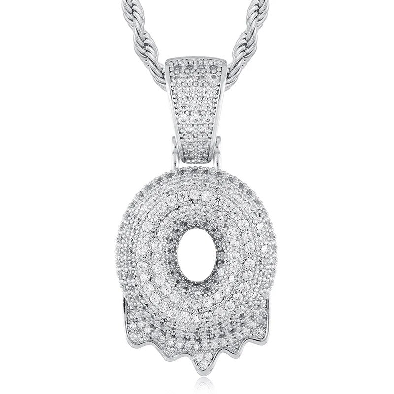 925 Sterling Silver Moissanite Bubbler Micro Paved A-Z Letter Pendant