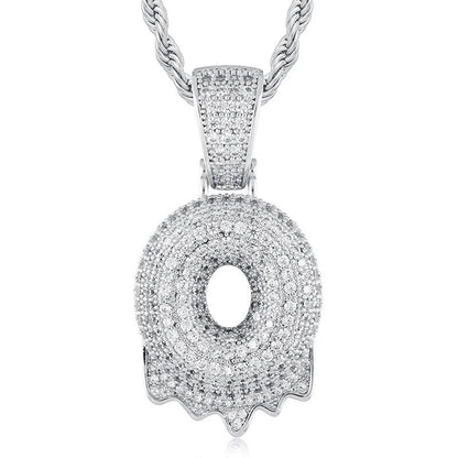 925 Sterling Silver Moissanite Bubbler Micro Paved A-Z Letter Pendant