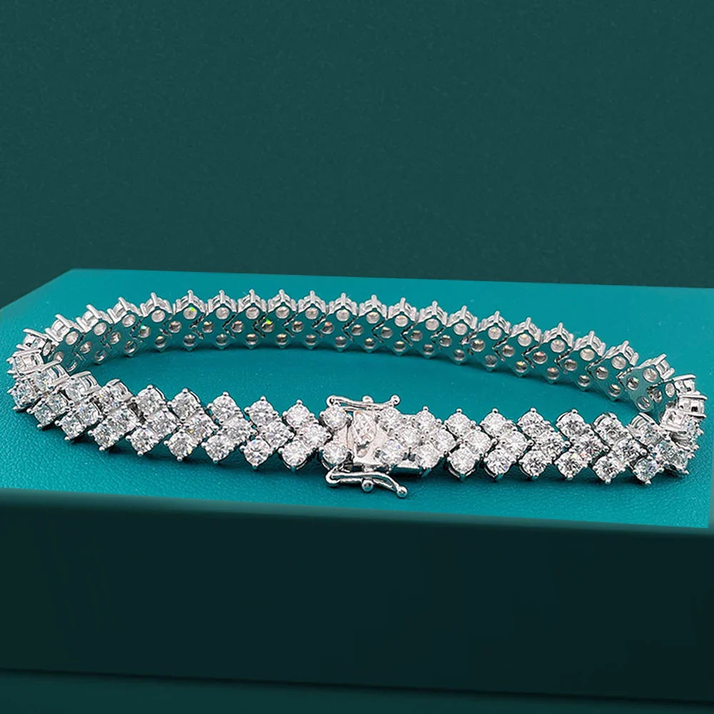 Women's S925 Moissanite V Link Baguette Tennis Diamond Bracelet