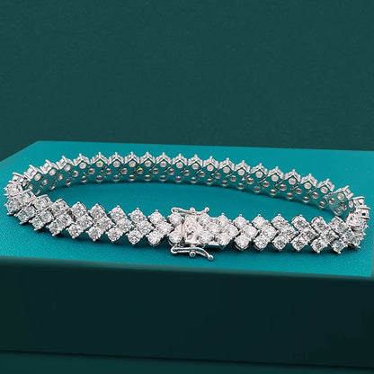 Women's S925 Moissanite V Link Baguette Tennis Diamond Bracelet
