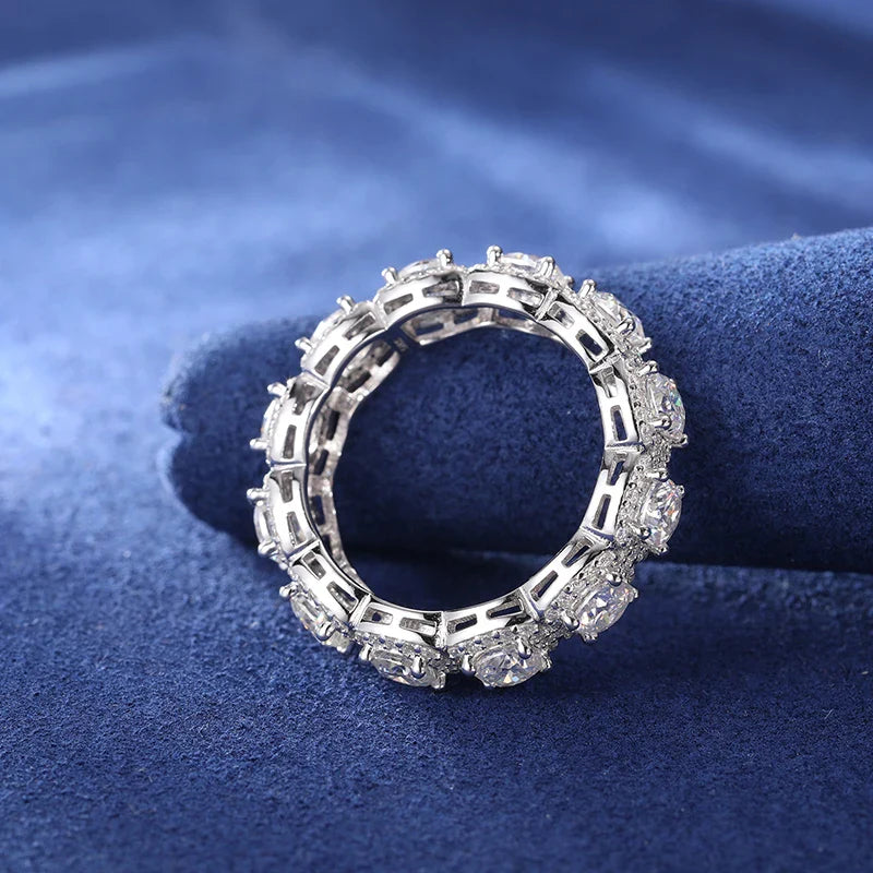 S925 Moissanite Clustered Tennis Diamond Ring