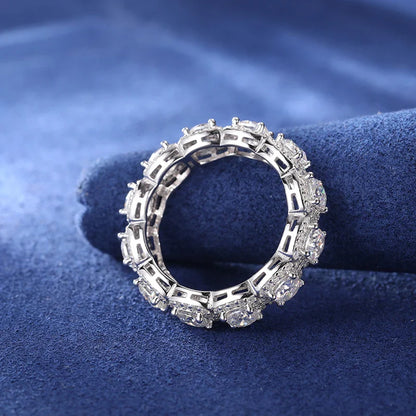 S925 Moissanite Clustered Tennis Diamond Ring
