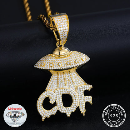 S925 Moissanite UFO CDF Spaceship Pendant
