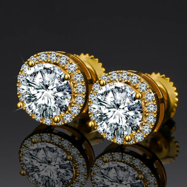 925 Sterling Silver Real 0.5-2CT Moissanite Round Diamond Stud Earrings