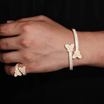 S925 Moissanite Butterfly Baguette Diamond Bangle
