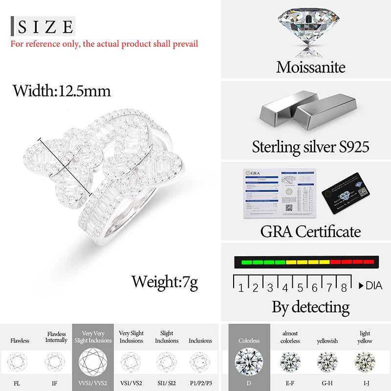 S925 Moissanite Baguette Butterfly Diamond Ring