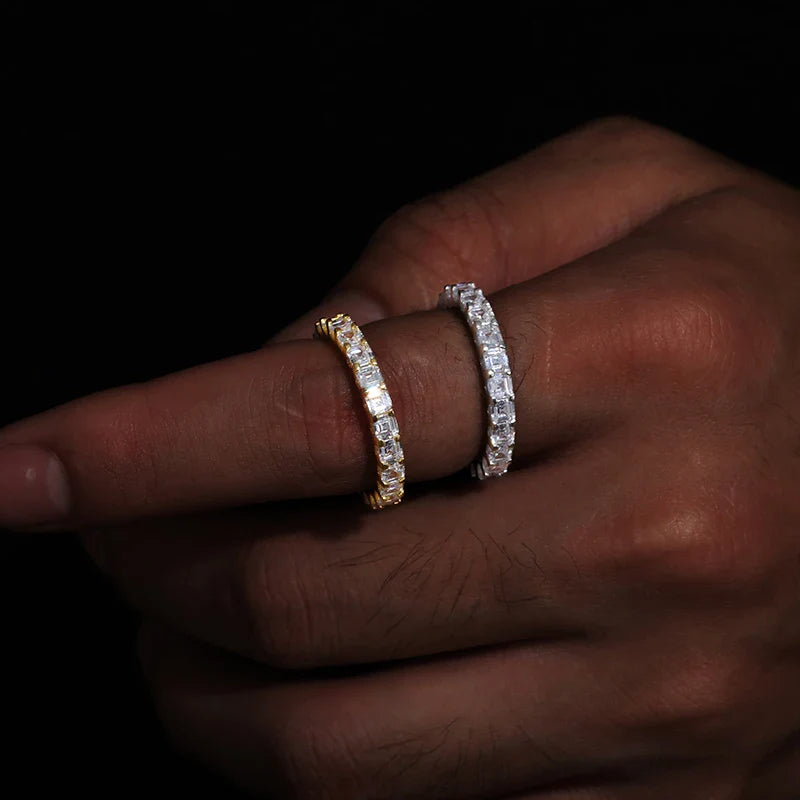 S925 Moissanite Baguette Cut Eternity Band Ring