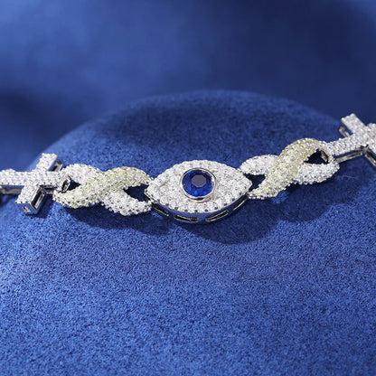 S925 Moissanite Infinity Cross Eye Link Bracelet