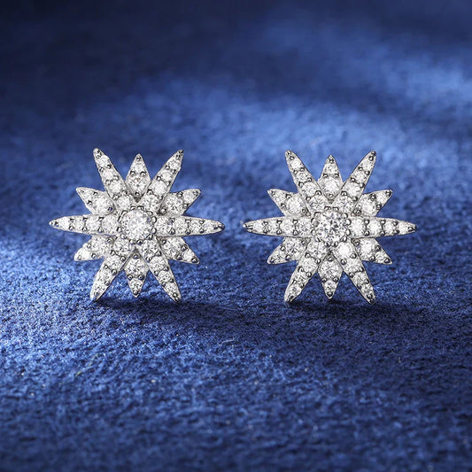 S925 Moissanite Twelve-Pointed Star Earrings