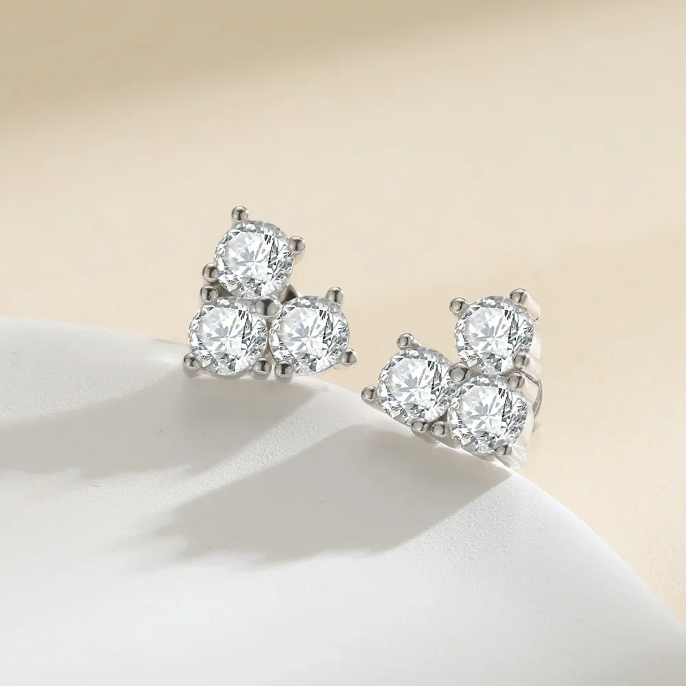 Women's S925 Moissanite V-Shape Tennis Diamond Stud Earrings