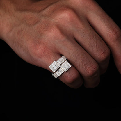 S925 Baguette Moissanite Overlapping Ring