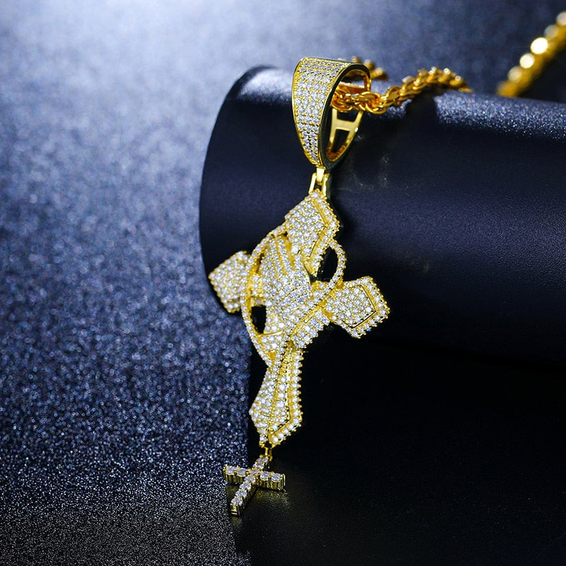 VVS Moissanite Praying Hands Cross Pendant