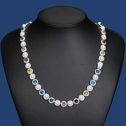 S925 Multi-Color Moissanite Pearl Chain