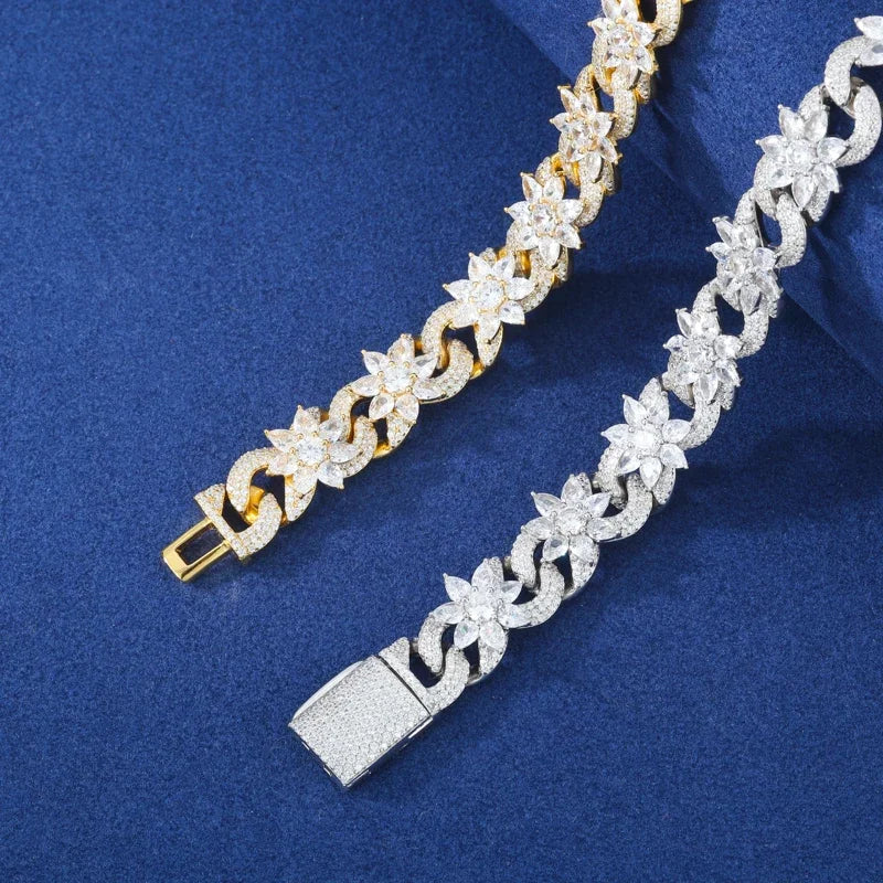 S925 Moissanite Diamond Infinity Link Flower Bracelet