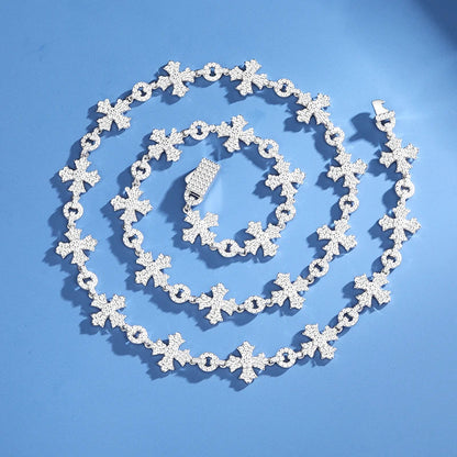 12mm S925 Moissanite Flared Cross Link Bracelet