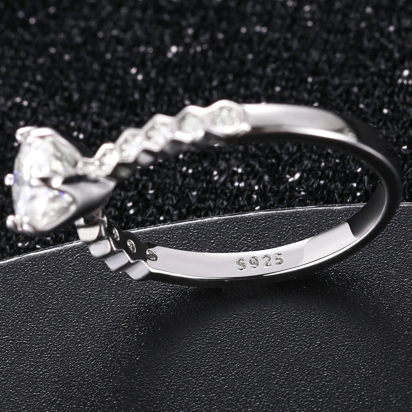 S925 Moissanite Single Shared Octagon Band Asscher Diamond Ring