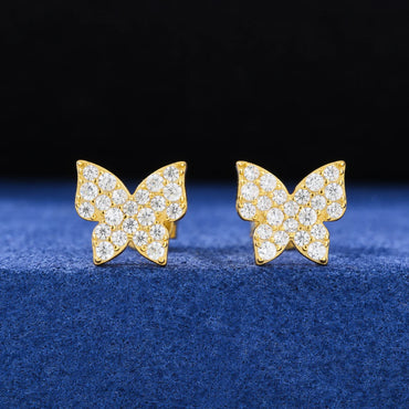 S925 Moissanite Butterfly Stud Earrings