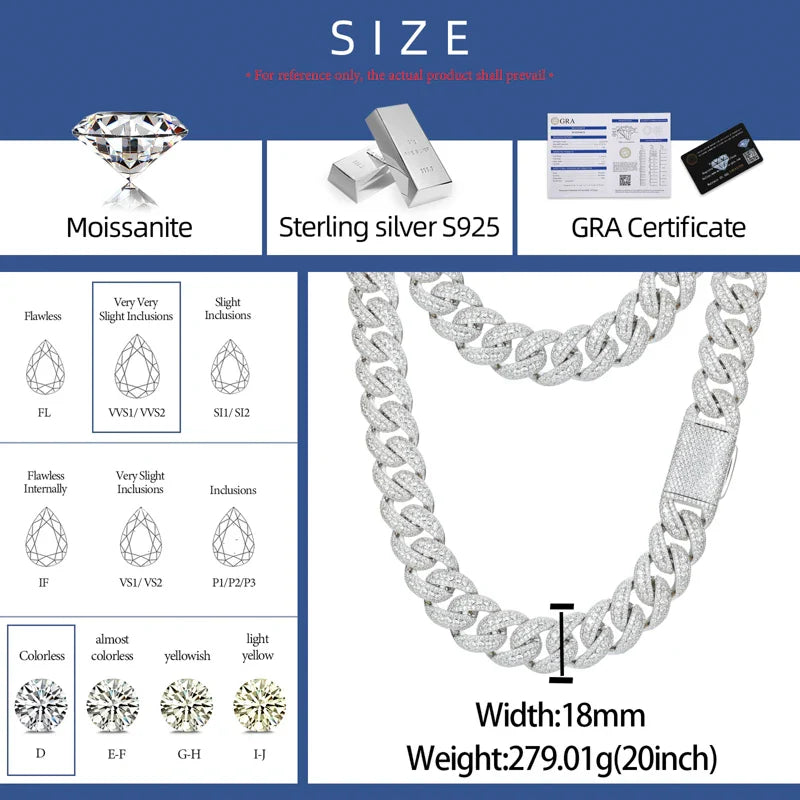 18mm Iced Out Miami Curve Diamond Cuban Link Chain