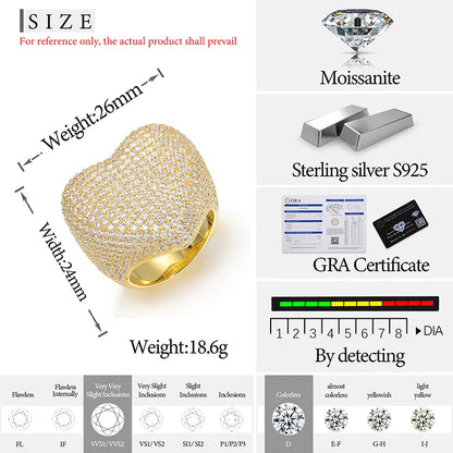 S925 Moissanite Heart Ring