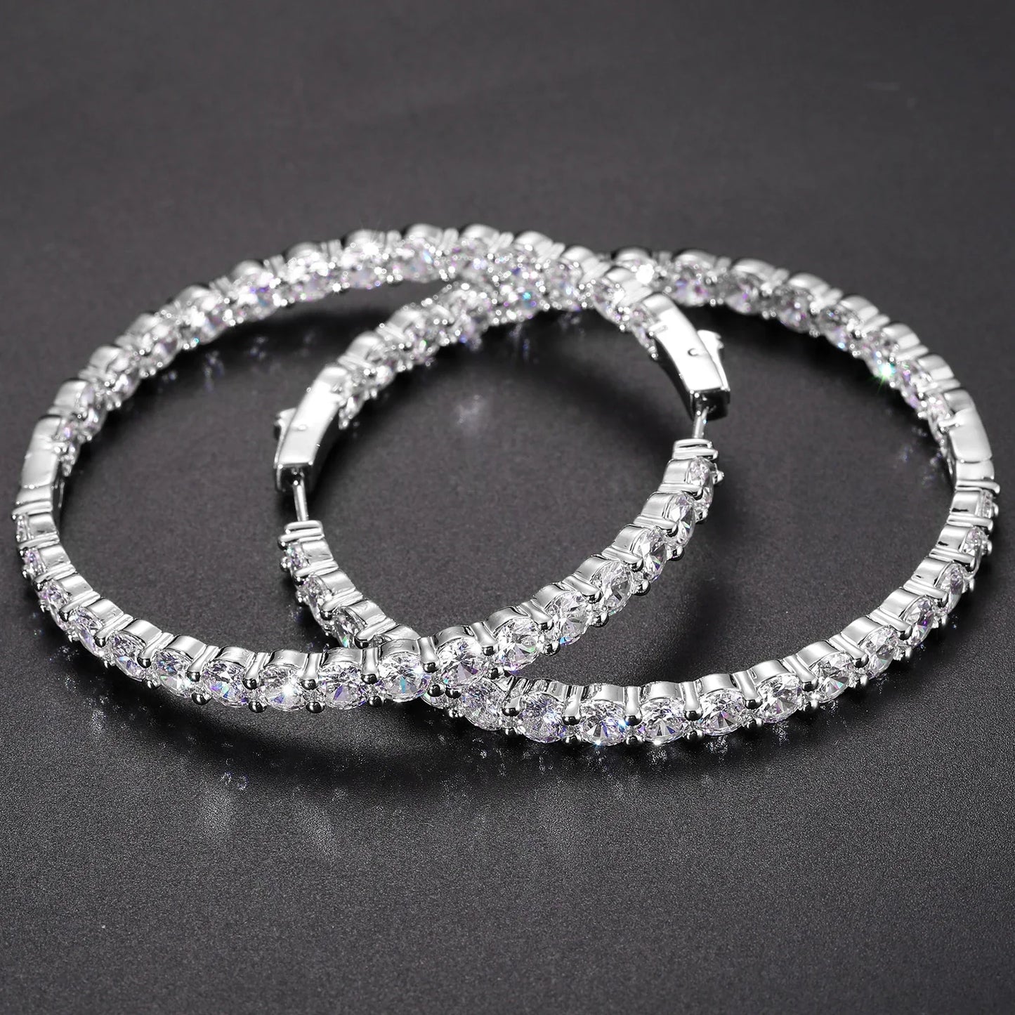 S925 Regal Radiance 15.5CTW Moissanite Round Hoop Earrings
