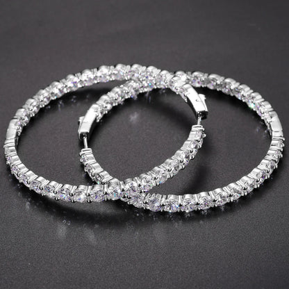 S925 Regal Radiance 15.5CTW Moissanite Round Hoop Earrings