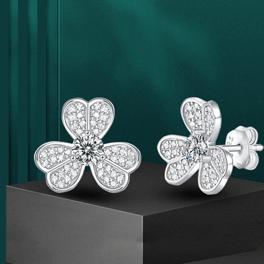 Women's S925 Fully Moissanite Original Flower Earrings
