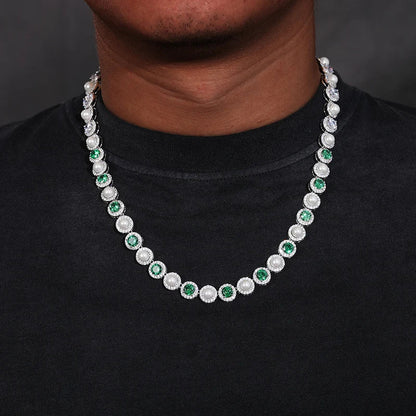 9mm S925 Green Moissanite Pearl Chain