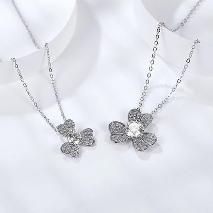 Women's S925 Fully Moissanite Original Flower Earrings & Necklace Set