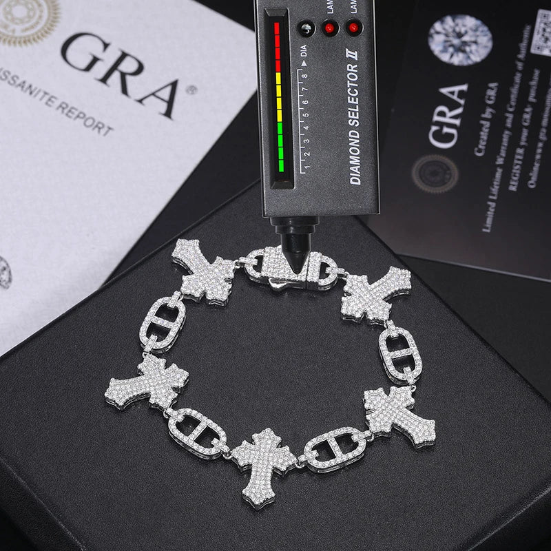 S925 Moissanite D-Link Cross Bracelet