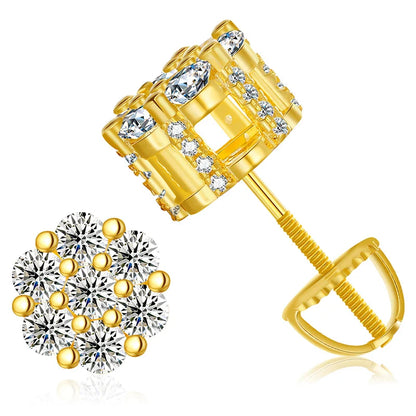 S925 Moissanite Cluster Flower Stud Earrings