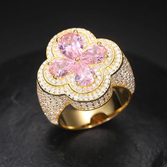 MOISSANITE ROSE GOLD LUCKY CLOVER RING