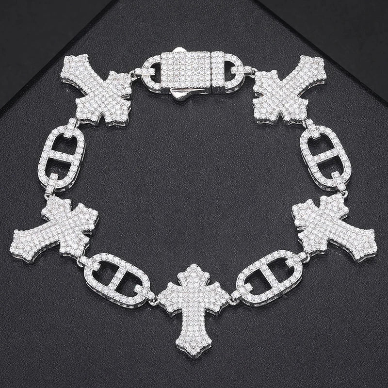 S925 Moissanite D-Link Cross Bracelet