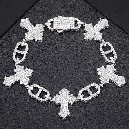 S925 Moissanite D-Link Cross Bracelet