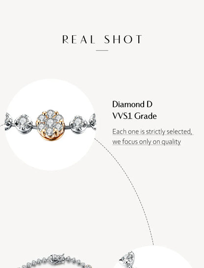 Women's S925 Moissanite Diamond Daisy Flower Stationed Bracelet
