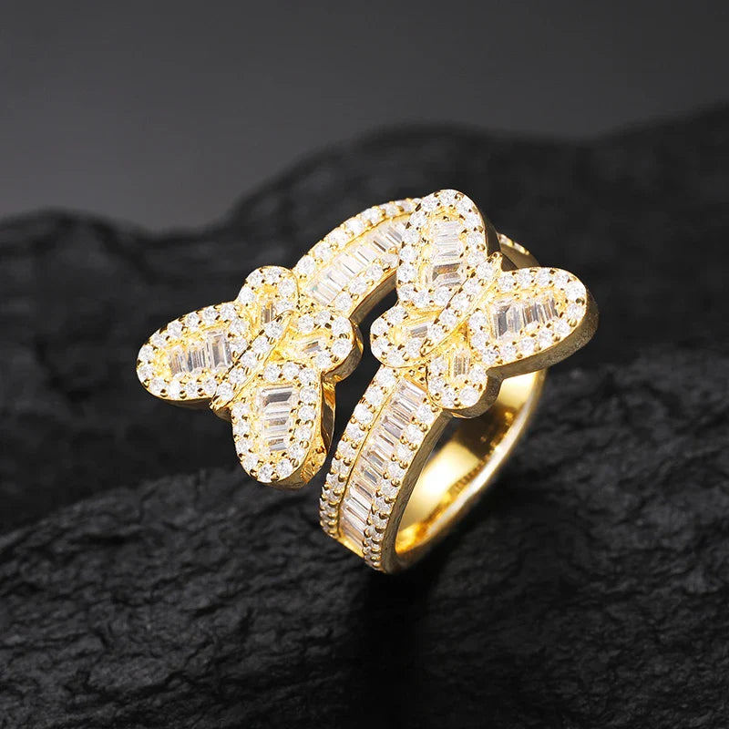 S925 Moissanite Baguette Butterfly Diamond Ring