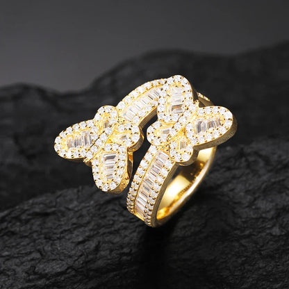 S925 Moissanite Baguette Butterfly Diamond Ring