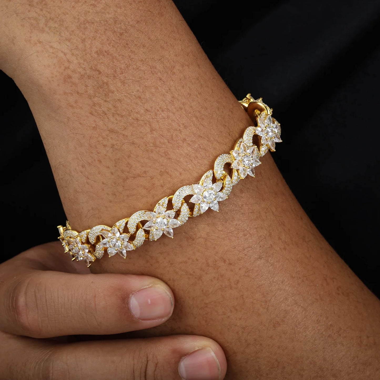 S925 Moissanite Diamond Infinity Link Flower Bracelet