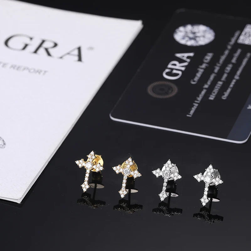 S925 Moissanite Dripping Cross Stud Earrings