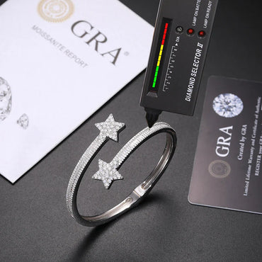 S925 Moissanite Paved Star Baguette Bangle