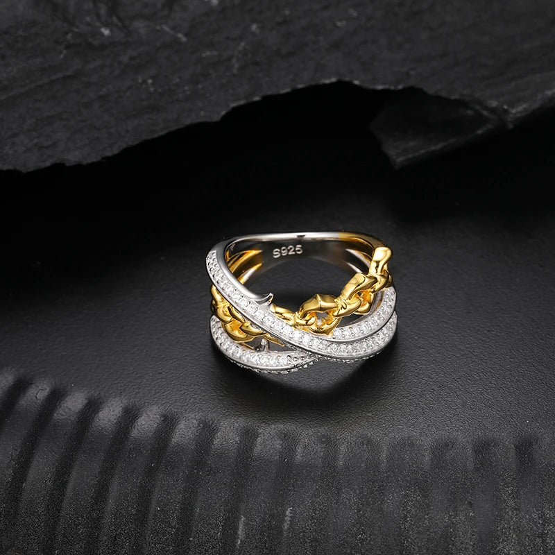 S925 Moissanite Thorn Link Chain Ring