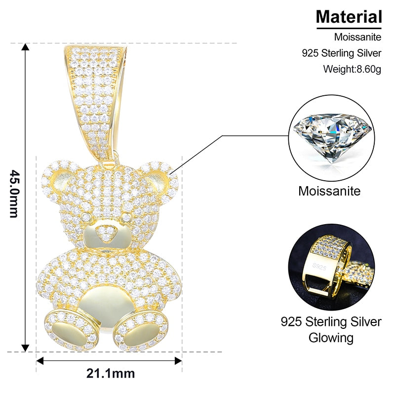 VVS Moissanite Aurora Bear Pendant