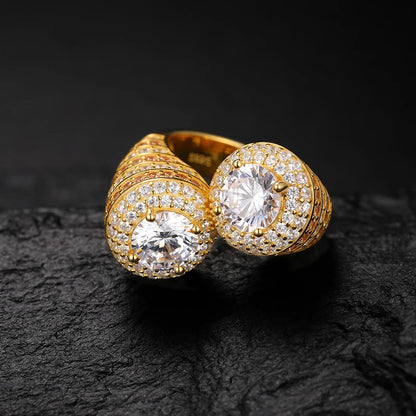 S925 Moissanite Double Halo Moissanite Bypass Ring